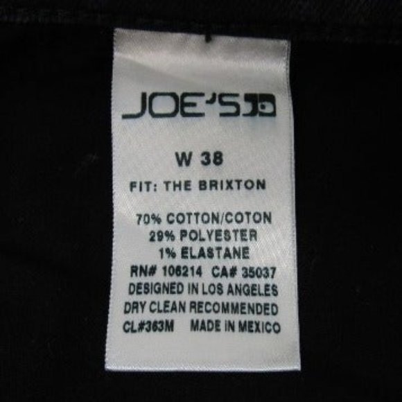 Joe's Jeans Size 38 The Brixton Black - Picture 4 of 8